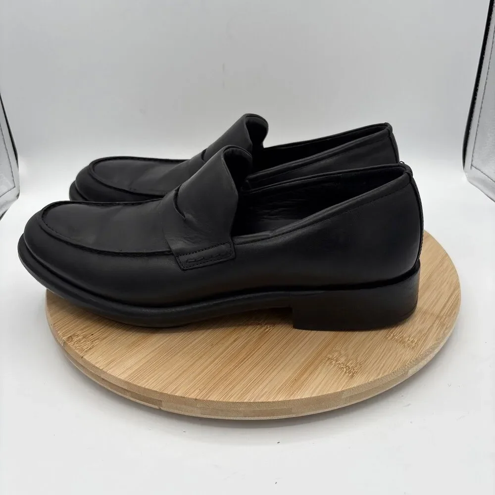 Ecco Stealth Artisan Mens Black Leather Penny Loafer Comfort Slipon Dress sz 10